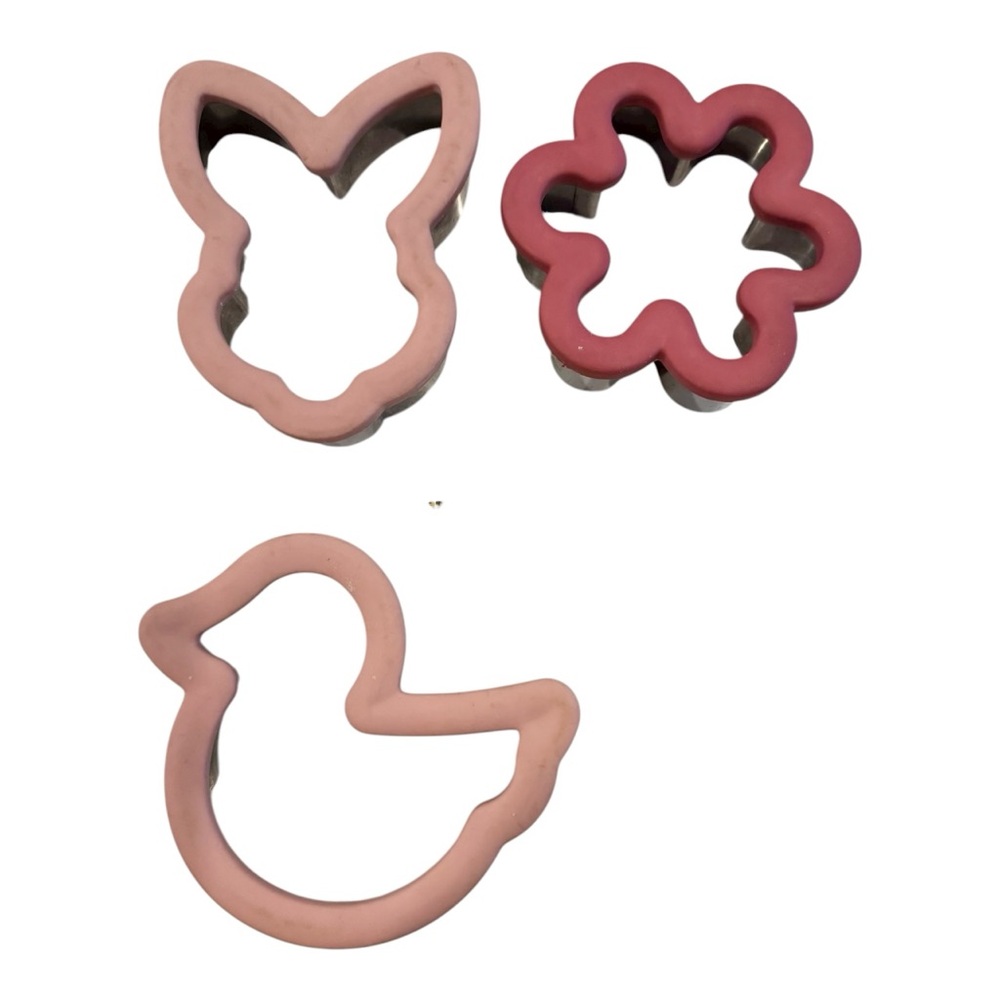 Large Cookie Cutter Set Stainless Steel and Silicone Chick Rabbit Flower